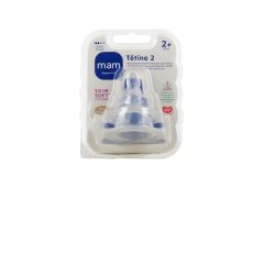 Tétine Mam Silicone Débit moyen 2+mois x2