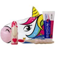 ELGYDIUM Trousse de voyage 3/6 ans dentifrice + brosse licorne