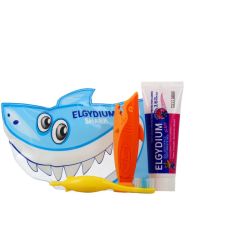 ELGYDIUM Trousse de voyage 3/6 ans dentifrice + brosse requin