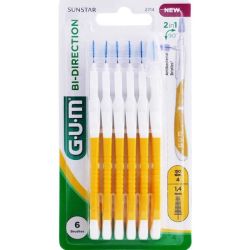 Gum Brossette Interdentaire Bi-Direction 1,4mm Jaune x6 2714