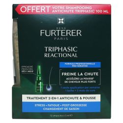 Coffret Triphasic Reactional anti-chute pousse 12x5ml et shampooing offert