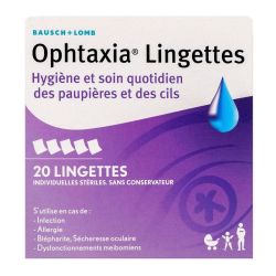 Ophtaxia hygiène cils et paupières 20 lingettes