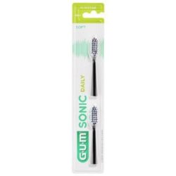 Gum Brosse à dents Daily Sonic Souple Noire Recharge x2 4110