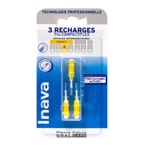 Inava Brossettes interdentaires Recharges jaune 1mm x3