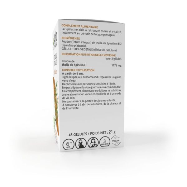 Arkogélules spiruline bio fatigue 45 gélules