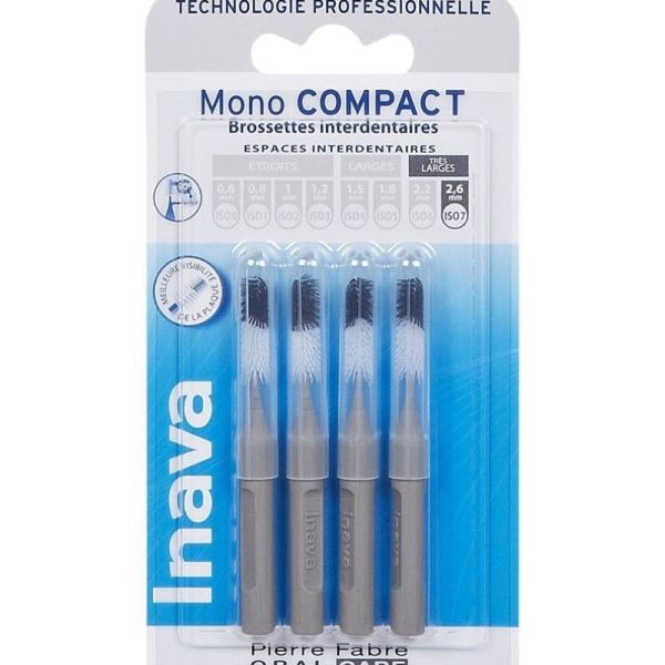 Inava Brossettes interdentaire Mono compact Gris 2.6mm x4