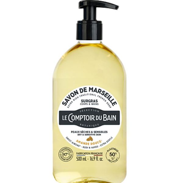 SAVON MARSEILLE AMANDE DOUCE COMPTOIR DU BAIN 500ML
