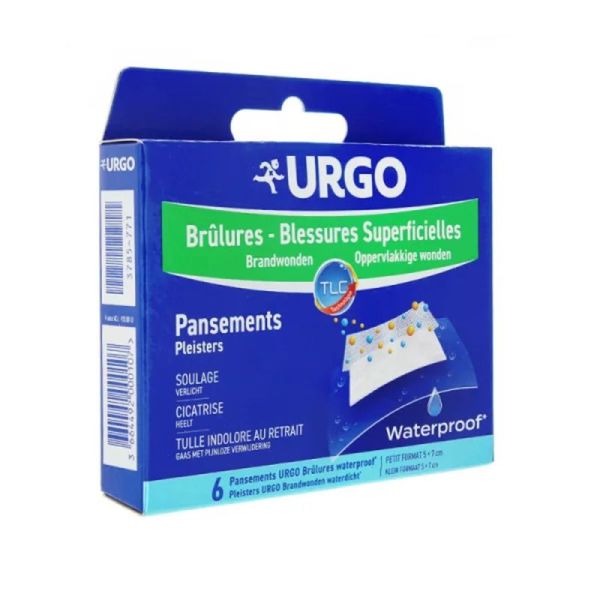 Urgo Brulures Pansements Waterproof Grand modèle 5x7cm x6