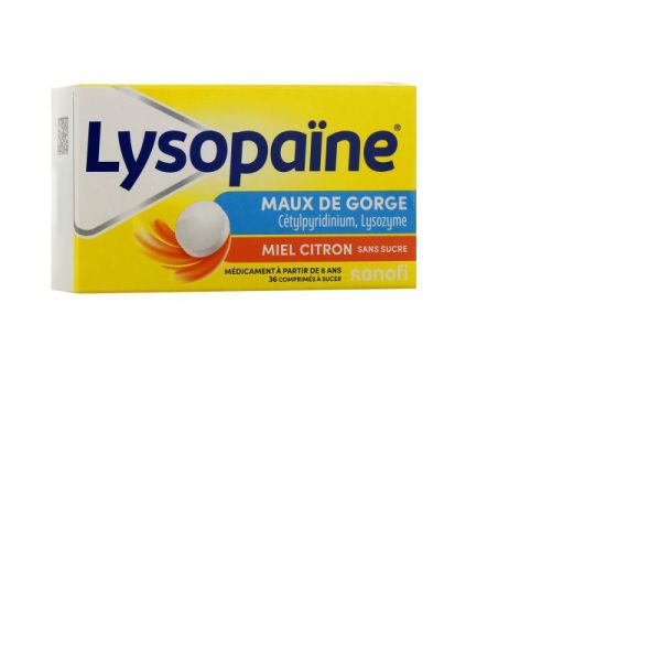 Lysopaïne Maux de gorge Miel citron sans sucre