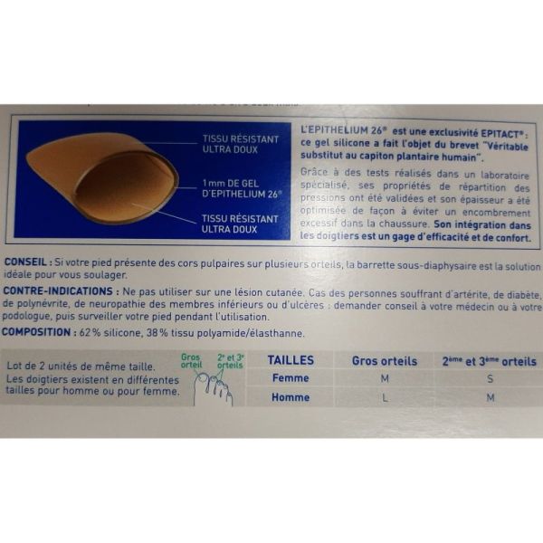 Epitact Doigtiers Cor pulpaires/Ongles incarnés 26mm Taille M 1 unité