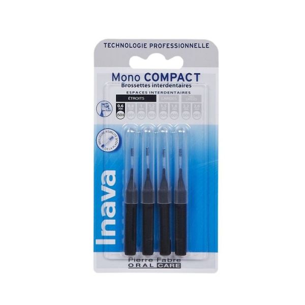 Inava Brossettes interdentaires  Mono compact Noir 0.6mm x4