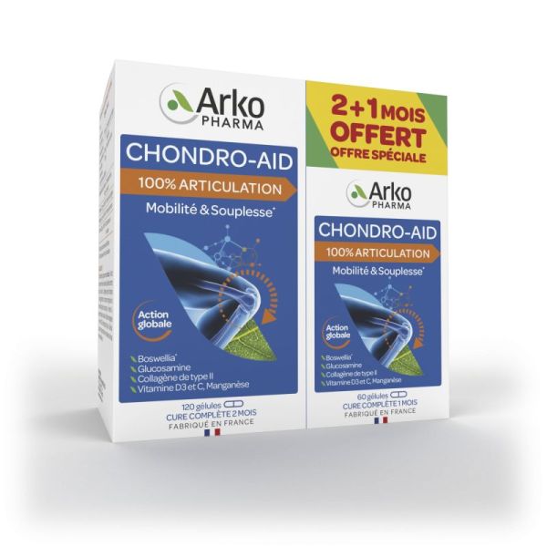 Chrondo Aid 100% articulations 120 + 60 gélules offertes