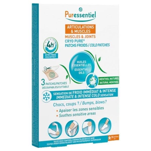 Puressentiel 3 patchs froids Cryo Pure® articulations & muscles 30ml