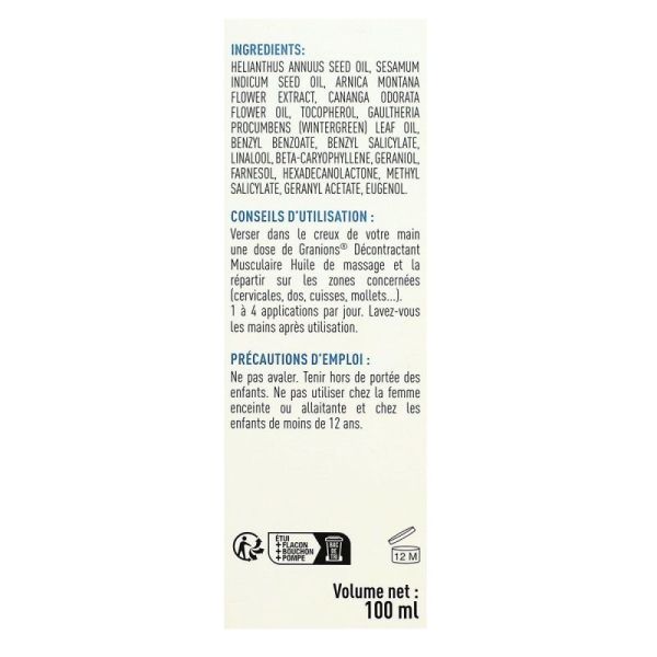 Décontractant musculaire huile de massage arnica 100ml