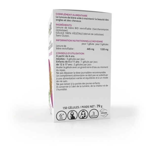 Arkogélules levure de bière beauté cheveux 150 gélules