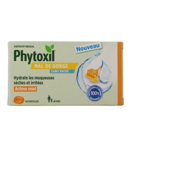 Phytoxil Mal de gorge sans sucre arôme miel x16 pastilles