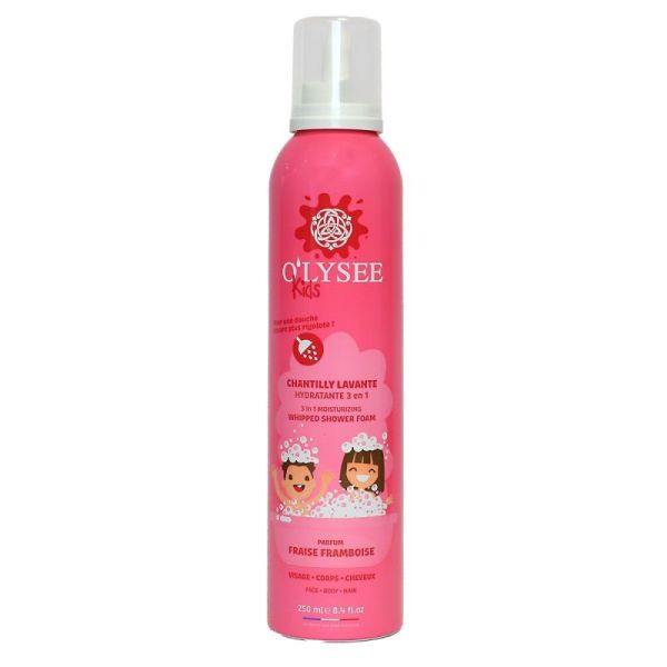 Kids Chantilly lavante hydratante 3en1 visage corps cheveux fraise framboise 250ml