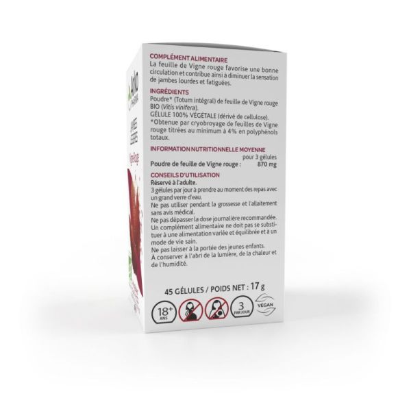 Arkogélules vigne rouge bio jambes légères 45 gélules