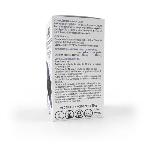 Arkogélules charbon végétal activé bio 40 gélules