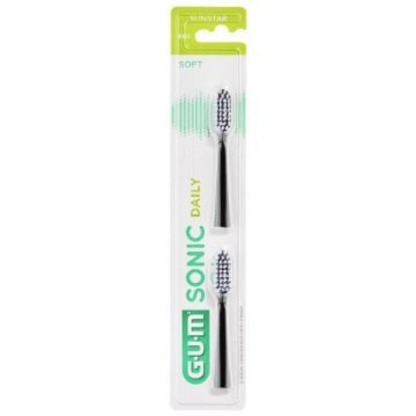 Gum Brosse à dents Daily Sonic Souple Noire Recharge x2  4110